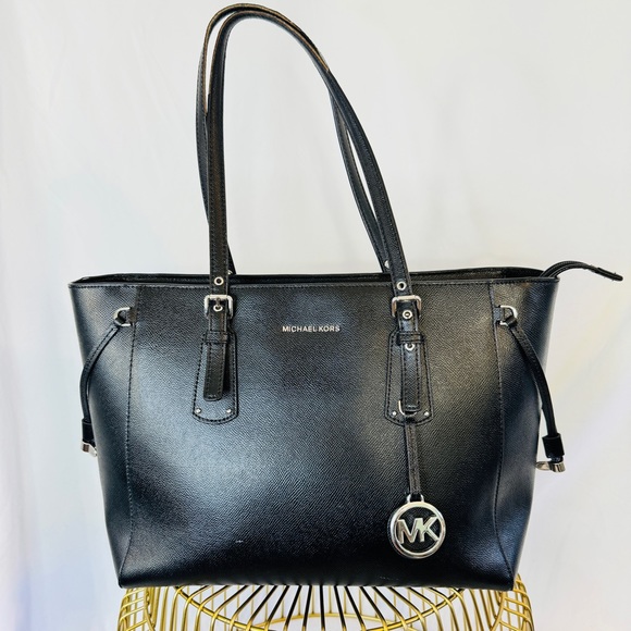 Michael Kors Jet Set Top Zip Multifunction Tote Shoulder Bag Black Large - Picture 1 of 11